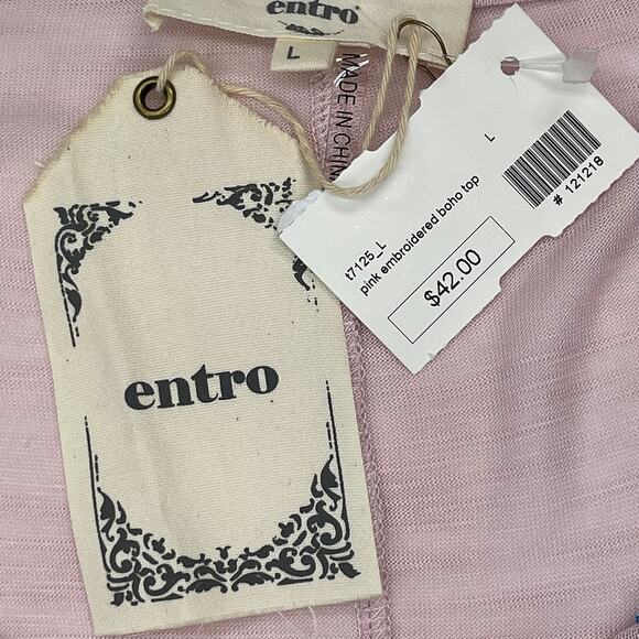 Entro Embroidered Waterfall Melange Poncho Sz L New Pink Boho Peasant Top - Picture 7 of 10